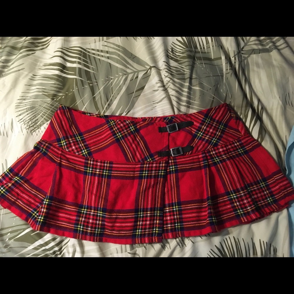 Red Plaid Mini Kilt Skirt 13”